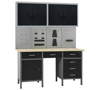 Berkfield Workbench With Four Wall Panels And Two Cabinets