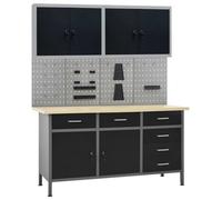 Berkfield Workbench With Four Wall Panels And Two Cabinets