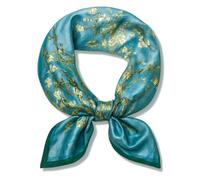 Berkin Arts 100% Feeling Soie Polyester Neck Scarf 21'' x 21''（53cm x 53cm） Lightweight Purse Scarves for Women Small Square Digital Printed Scarves Hair Wrap bag scarf（Van Gogh - Almond Blossoms）