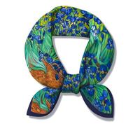 Berkin Arts 100% Feeling Soie Polyester Neck Scarf 21'' x 21''（53cm x 53cm） Lightweight Purse Scarves for Women Small Square Digital Printed Scarves Hair Wrap bag scarf（Van Gogh - Irises）