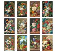 Berkin Arts 12 All Occasion Classic Art Greeting Cards Gift Cards Bundle with 12 Envelopes, 4x6 Inch Flower Floral Assorted Miscellaneous Designed, Thank You Cards, Engagement Cards, Cute for Wife