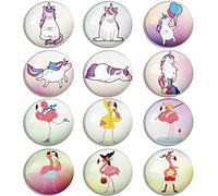 Berkin Arts 12pcs Cute Round Crystal Glass Strong Magnetic Refrigerator Magnet Fridge Sticker Kitsch Movement Square Pictureframes Decora Inspired Illustrations