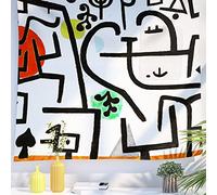 Berkin Arts Art Decor Tapestry with Abstract Design Wall Hanging Aesthetic Backdrop White Black Lines Blanket for College Dorm 51.2 x 59.1 Inch (Picture of A Journey by Paul Klee)