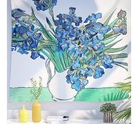 Berkin Arts Art Decor Tapestry with Flower Floral Design Wall Hanging Aesthetic Backdrop White Blue Teal Gift for Indoor Outdoor 51.2 x 59.1 Inch (lrises 2 by Vincent Van Gogh)