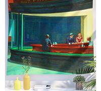 Berkin Arts Art Decor Tapestry with Landscape Design Wall Hanging Aesthetic Backdrop Aesthetic Night Vintage for College 51.2 x 59.1 Inch (Nighthawks by Edward Hopper)