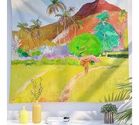 Berkin Arts Art Decor Tapestry with Landscape Design Wall Hanging Aesthetic Backdrop Colorful Plant Mountain Fantasy for Dorm 51.2 x 59.1 Inch (Tahitian Landscape by Paul Gauguin)