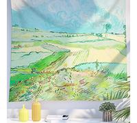 Berkin Arts Art Decor Tapestry with Landscape Design Wall Hanging Aesthetic Backdrop Green Beautiful Sky for Living Room 59.1 x 78.7 Inch (Wheat Fields after the Rain by Vincent Van Gogh)