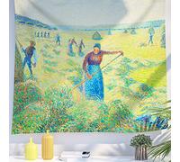 Berkin Arts Art Decor Tapestry with Landscape Design Wall Hanging Aesthetic Backdrop Nature Farmer Village for Dorm 59.1 x 78.7 Inch (Haymaking by Camille Pissarro)