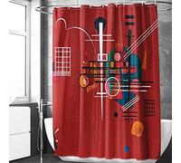 Berkin Arts Bathroom Shower Curtain Set 70x70 Inch Waterproof Polyester with Hooks Geometric Abstract Art Red for Bathtub (Dull Red by Wassily Kandinsky)