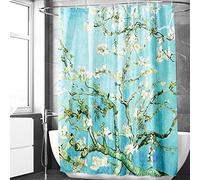Berkin Arts Bathroom Shower Curtain Set 70x70 Inch Waterproof Polyester with Hooks Modern European Ink Painting for Home Teal (Almond Blossom by Vincent van Gogh)