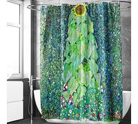 Berkin Arts Bathroom Shower Curtain Set 70x70 Inch Waterproof Polyester with Hooks Post-Impressionism Clematis Design Theme (Sunflower by Gustav Klimt)