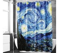 Berkin Arts Bathroom Shower Curtain Set 70x70 Inch Waterproof Polyester with Hooks Post-Impressionism Blue (The Starry Night by Vincent van Gogh)