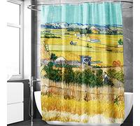 Berkin Arts Bathroom Shower Curtain Set 70x70 Inch Waterproof Polyester with Hooks Post-Impressionism Pastoral Scenery (The Harvest by Vincent van Gogh)