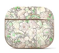 Berkin Arts Compatible with AirPods 3rd Generation Case Rose Gold Hard Cover with Keychain Cloisonnism Garden Neon Flower(Peonies by Alphonse Mucha)