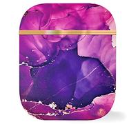 Berkin Arts Compatible with AirPods 3rd Generation Case Ultra Slim Protetive Cover with Keychain Geometric Abstract Art Purple Shattered Paint