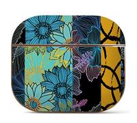 Berkin Arts Compatible with AirPods Pro 1st Generation Case Ultra Slim Protetive Cover with Keychain Geometric Abstract Art Neon Floral Pattern