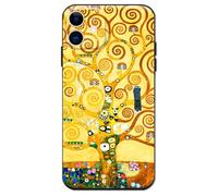 Berkin Arts Compatible with iPhone 12 Mini Case Silicone Cover with Screen Protector Khaki Aesthetic Fancy Blooming (Tree of Life by Gustav Klimt)