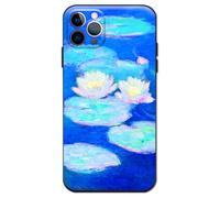 Berkin Arts Compatible with iPhone 12 Pro Case Silicone Cover with Screen Protector Impressionism Colorful Impasto Brush (Water Lilies by Claude Monet)