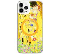 Berkin Arts Compatible with iPhone 13 Pro Case Clear Transparent Cover [Compatible with Magsafe], Yellow Lightweight Blooming(Kiss by Gustav Klimt)