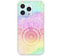 Berkin Arts Compatible with iphone 13 Pro Max Case Clear Cover Ribbon Laser Sheet Design Modernism Bright Rainbow Gradient Design Transparent Mandala Flower(With Electroplating Sheet)