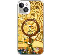 Berkin Arts Compatible with iPhone 14 Plus Case Clear Transparent Cover [Compatible with Magsafe], Khaki Aesthetic Fancy Blooming(Tree of Life by Klimt)