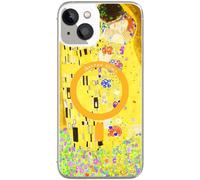 Berkin Arts Compatible with iPhone 14 Plus Case Clear Transparent Cover [Compatible with Magsafe], Yellow Lightweight Blooming(Kiss by Gustav Klimt)