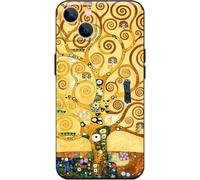 Berkin Arts Compatible with iPhone 15 Case Silicone Cover with Screen Protector Khaki Aesthetic Fancy Blooming (Tree of Life by Gustav Klimt)