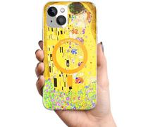 Berkin Arts Compatible with iPhone 15 Plus Case Clear Transparent Cover [Compatible with Magsafe], Yellow Lightweight Blooming(Kiss by Gustav Klimt)