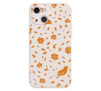 Berkin Arts Compatible with iPhone 15 Plus TPU Case with Orange Floral Bird Pattern Vivid Elegant Durable Stylish Design For Women Girls ivory-colored