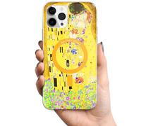 Berkin Arts Compatible with iPhone 15 Pro Max Case Clear Transparent Cover [Compatible with Magsafe], Yellow Lightweight Blooming(Kiss by Gustav Klimt)