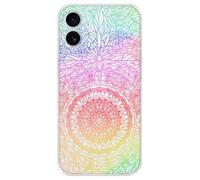 Berkin Arts Compatible with iphone 16 Case Clear Cover Ribbon Laser Sheet Design Modernism Bright Rainbow Gradient Design Transparent Mandala Flower(With Electroplating Sheet)