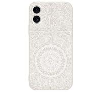 Berkin Arts Compatible with iphone 16 Case TPU Material Cover Symmetry Geometric Patterns Curved Contour Beige Mandala Floral Pattern Intricate and Beautiful Simple yet elegant