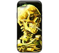 Berkin Arts Compatible with iPhone 7 Case/iPhone 8 Case/iPhone SE 2020 Silicone Case Cover Patterns Design Come with Screen Protector (Vincent Van Gogh-Skeleton Skull Smoking a Cigarette)
