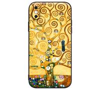 Berkin Arts Compatible with iPhone X Case/iPhone XS Case Premium Silicone Cover Patterns Cute Design Brown Painting Famous Girls Soft Bumper Come with Screen Protector (Gustav Klimt-Tree of Life)