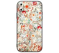 Berkin Arts Compatible with iPhone X Case/iPhone XS Case Premium Silicone Cover Patterns Design Cute Red Pink Flower Women Soft Shockproof Slim Come with Screen Protector (William Morris-Acanthe)