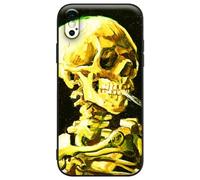 Berkin Arts Compatible with iPhone X Case/iPhone XS Premium Silicone Case Cover Patterns Painting Famous Girls Come With Screen Protector (Vincent Van Gogh-Skeleton Skull Smoking A Cigarette)