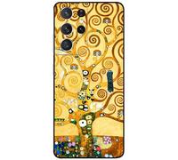 Berkin Arts Compatible with Samsung Galaxy S21 Ultra 5G/ S30 Ultra/G998 Case Art Silicone Case Khaki Aesthetic Fancy Blooming (Tree of Life by Gustav Klimt)