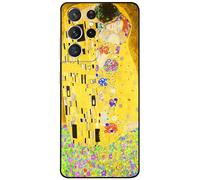 Berkin Arts Compatible with Samsung Galaxy S21 Ultra 5G/ S30 Ultra/G998 Case Art Silicone Case Yellow Lightweight Blooming (Kiss by Gustav Klimt)