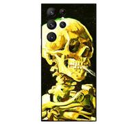 Berkin Arts Compatible with Samsung Galaxy S22 Ultra Case Art Silicone Case Post-Impressionism (Head of a Skeleton with a Burning Cigarette by Vincent Van Gogh)