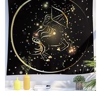 Berkin Arts Decor Tapestry with Gold Constellations Zodiac Signs Symbols Icons Wall Hanging Aesthetic Backdrop Sagittarius Retro Spiritual for Home Bedroom 51.2 x 59.1 Inch