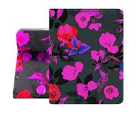 Berkin Arts for iPad (A16) 11th Generation 11 Inch 2025 iPad 10th 10.9 inch 2022 Folio Case Premium Leather Cover Art Neon Floral Pattern Dark Flower Pattern