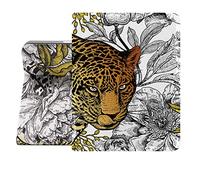Berkin Arts for iPad Air 4th/5th Generation Case (10.9 Inch) Case 2020/2021 Folio Case Premium Leather Cover Maximalism Leopard Peonies Floral Pattern Animal Beast