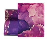 Berkin Arts iPad Air 4th/5th Generation Case (10.9 Inch) Folio Case Premium Leather Cover Synchromism Mauve Cyan Paper Marbling