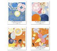 Berkin Arts Wall Art Unframed Prints Giclee Art Paper Set of 4, 11x14 inch Abstract Geometric Artwork, Livingroom Decoration Colorful Aesthetic Frameless Watercolor Prints Georgia O'Keeffe Painting