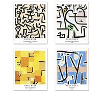 Berkin Arts Wall Art Unframed Prints Giclee Art Paper Set of 4, 11x14 inch Abstract Geometric Artwork, School Decoration Multicolor Illustrations Medium Size Paul Klee Paintings
