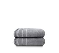Berkley 2 Piece Pure Cotton Embroidered Super Soft Towel Bale Rapport Home Silver Bath Sheet