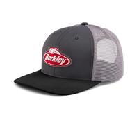 Berkley Performance Trucker Cap | Mid-Crown Fishing Hat with Snapback Closure | Quick-Dry Polyester Fabric | Pre-Curved Visor with Dark Underbill | Embroidered Front Patch | Angler Hat | Black & Grey