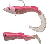 Berkley PowerBait Power Sandeel - Saltwater Soft Bait Fishing Lure for Bass, Pollack, Cod, Ling and Wrasse - Paddle Tail & Curl Tail Supplied, 130g | 21cm, Metallic Pink