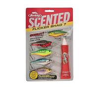 Berkley Scented Flicker Shad Tiger 5 Pack Fishing Lure, Assorted, 3/16 oz, 2.75in | 7 cm, Size, Profile and Dive Depth Imitates Real Shad, Equipped with Fusion19 Hook