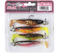 Berkley Sick Swimmer Pack, Mix of Four 9cm Pre-Rigged Berkley Sick Soft Lures, Versatile Lure to Catch All Predators, Strong Rolling Action and Round PaddleTail